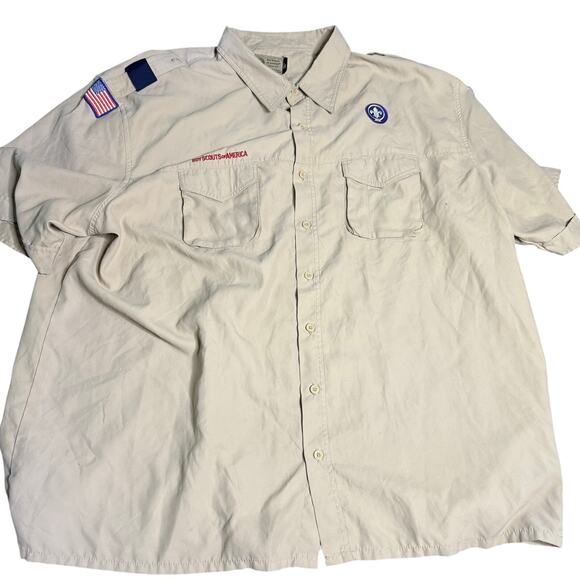 Vintage Boy Scouts of America Leader Uniform Shirt, With Patches, Size 4XL - Picture 1 of 7